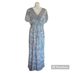 Just The Girl Women’s Cornflower Blue Floral Cropped Jumpsuit size large